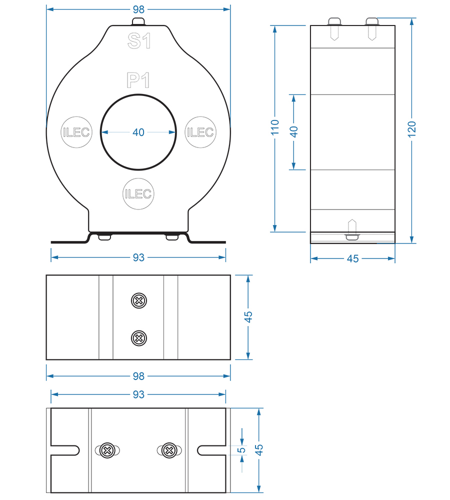 MCT-R40 drawing dimensions