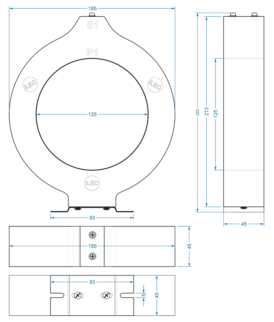 PCT-R125 drawing dimensions
