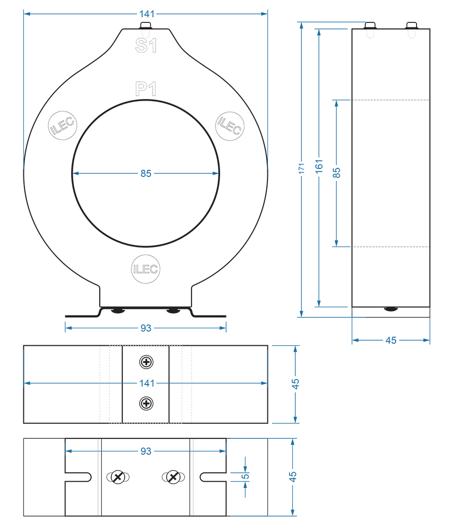 PCT-R85 drawing dimensions