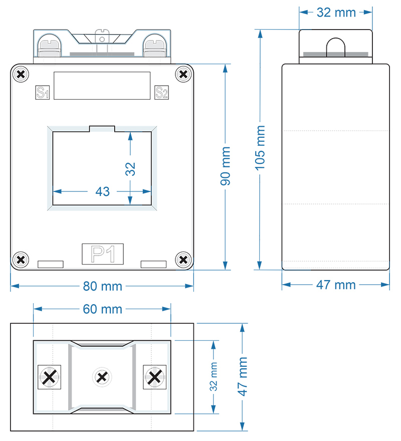 PMCT-S43 drawing dimensions