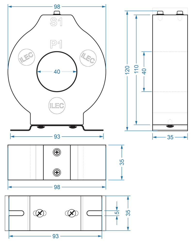 ZCT-R40 drawing dimensions