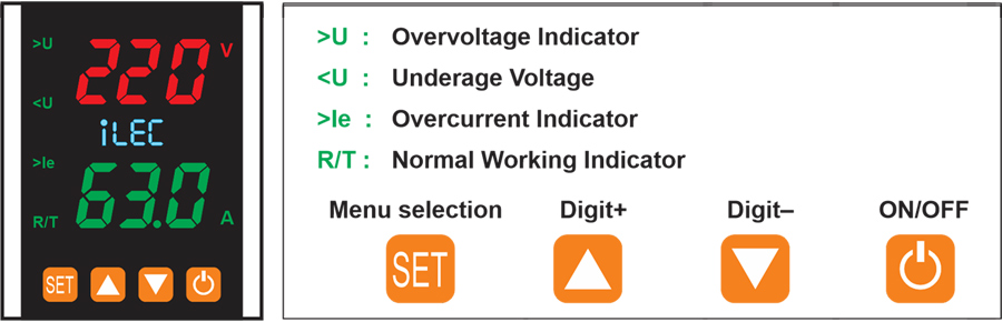 iLEC VAP-63/1PN relay – Front-Face Panel