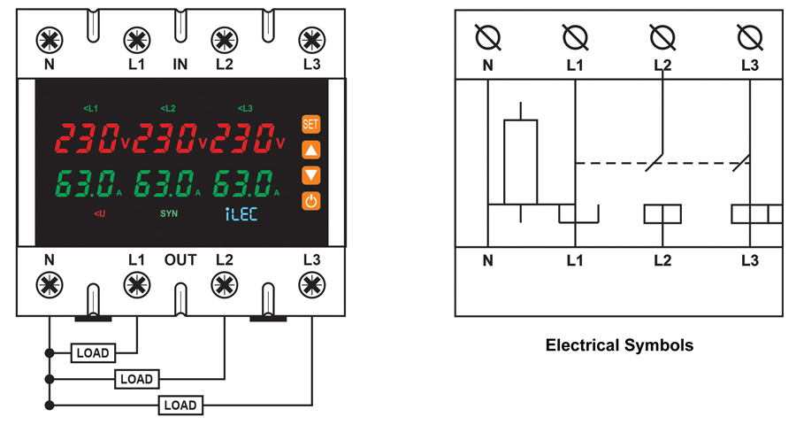 iLEC VAP-63/3PN relay – Wiring diagram